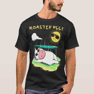 Camiseta Rosbife Vaca Taneando Na Praia Férula Viajante