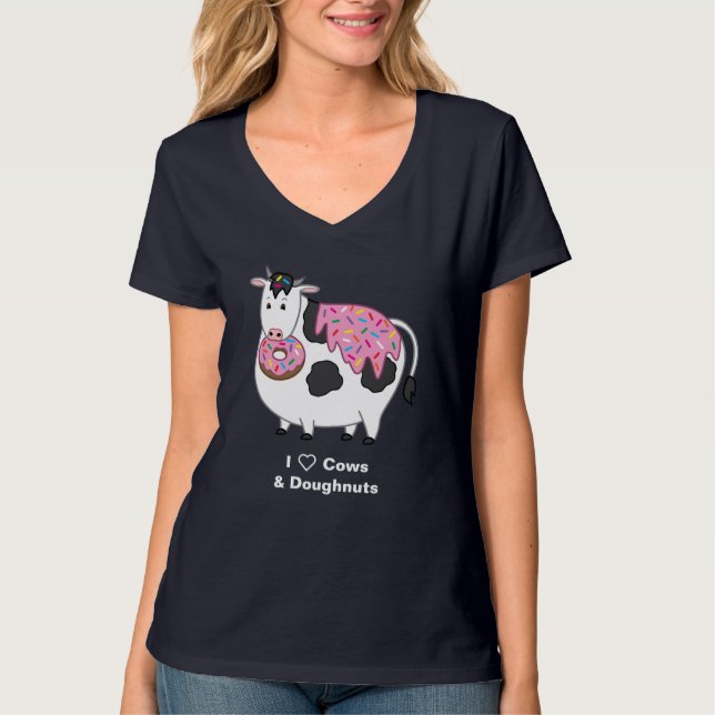 Camiseta Rosca Engraçada De Fat Holstein De Vaca Comendo Ro (Frente)