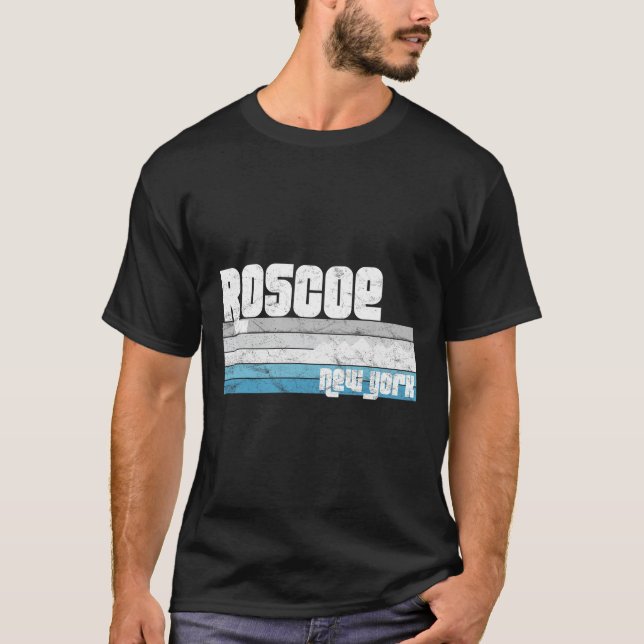 Camiseta Roscoe New York Ny Retro Vacation Skiing Hiking Sn (Frente)
