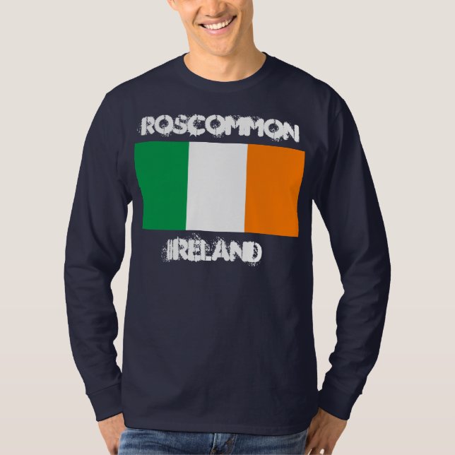 Camiseta Roscommon, Irlanda com bandeira irlandesa (Frente)