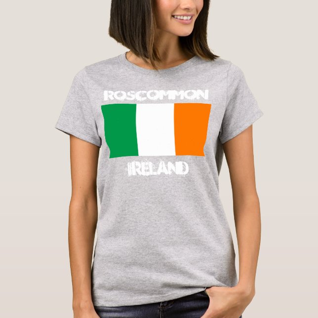 Camiseta Roscommon, Irlanda com bandeira irlandesa (Frente)