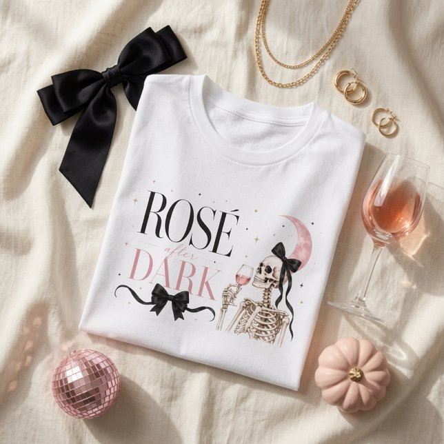 Camiseta Rosé After Dark Esqueleto Halloween  (Criador carregado)