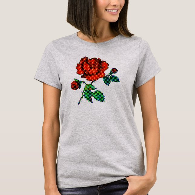 Camiseta Rose Bloom Halftone Fine Art (Frente)