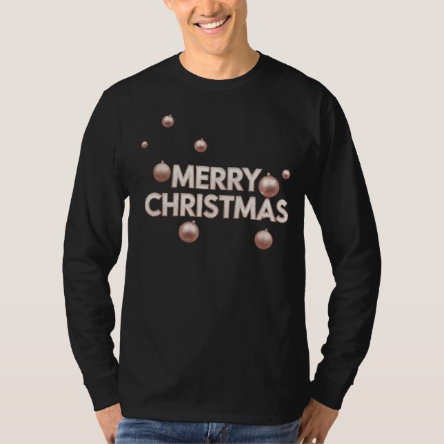 Camiseta Rose Gold Merry Christmas - Holiday Design (Frente)