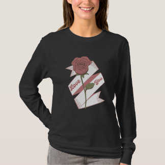 Camiseta Rose Love Ribbon – Romantic Floral Art