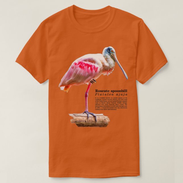 Camiseta Roseate spoonbill ave perto do mar (Frente do Design)