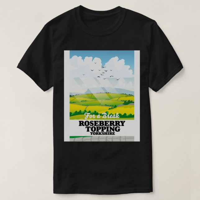 Camiseta Roseberry Topping Yorkshire poster de viagens (Frente do Design)