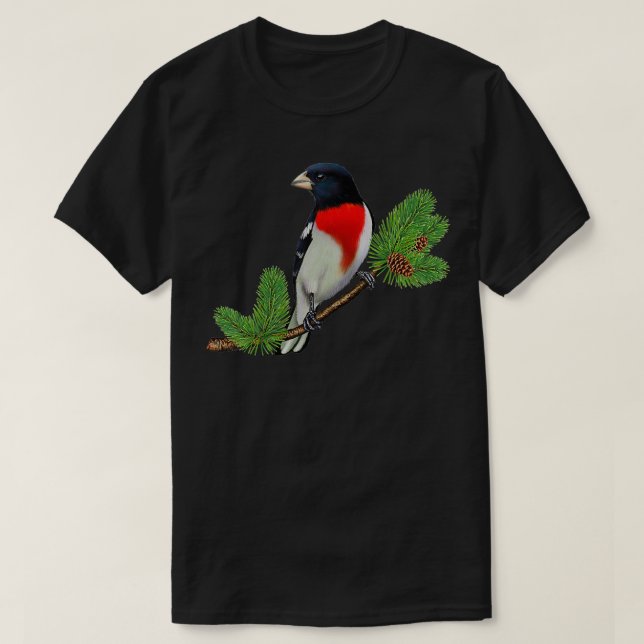 Camiseta RoseBrested Grosbeak No Filião De Aves (Frente do Design)