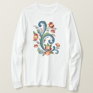 Camiseta Rosemaling in Blue and Red T Shirt