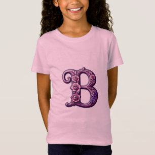 Camiseta Rosemaling Metálico Moderno Letra B, Rosa/Roxo