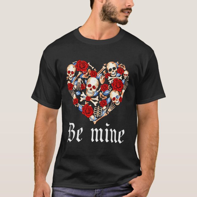 Camiseta Roses And Skulls Heart Gothic Style Valentine Be M (Frente)