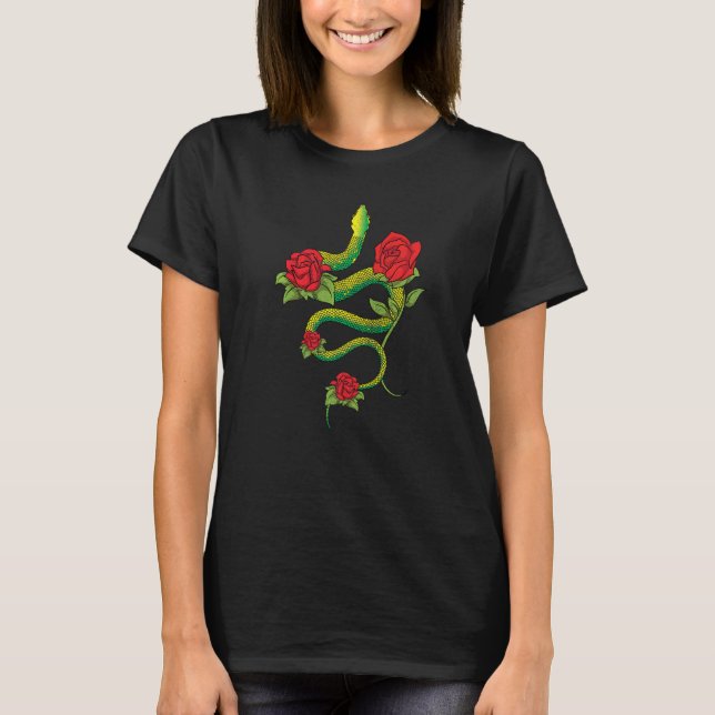 Camiseta Roses Snake  Pet Owner Reptile Keeper Floral Snake (Frente)