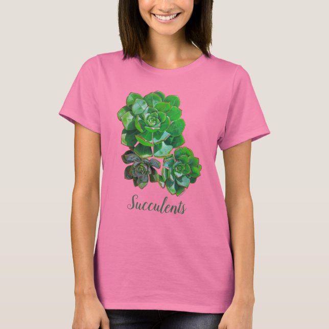 Camiseta Rosette Succulents Mulheres (Frente)