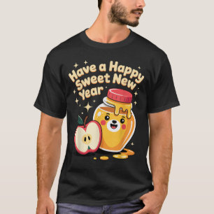 Camiseta Rosh Hashanah Feliz Ano Novo Doce Mel Urso Judaico