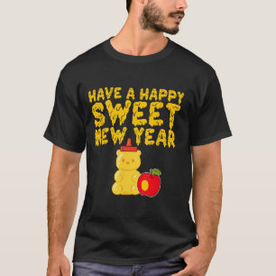 Camiseta Rosh Hashanah Feliz Ano Novo Doce Mel Urso Judeu