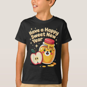 Camiseta Rosh Hashanah Feliz Ano Novo Doce Mel Urso Judeu