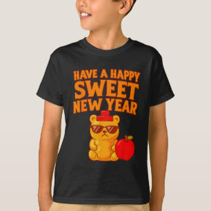 Camiseta Rosh Hashanah Feliz Ano Novo Doce Mel Urso Judi