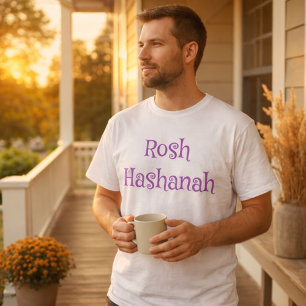 Camiseta Rosh Hashanah Purple e White
