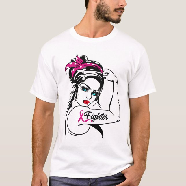Camiseta Rosie A Consciência Do Cancer Da Mama Do Ribeira (Frente)