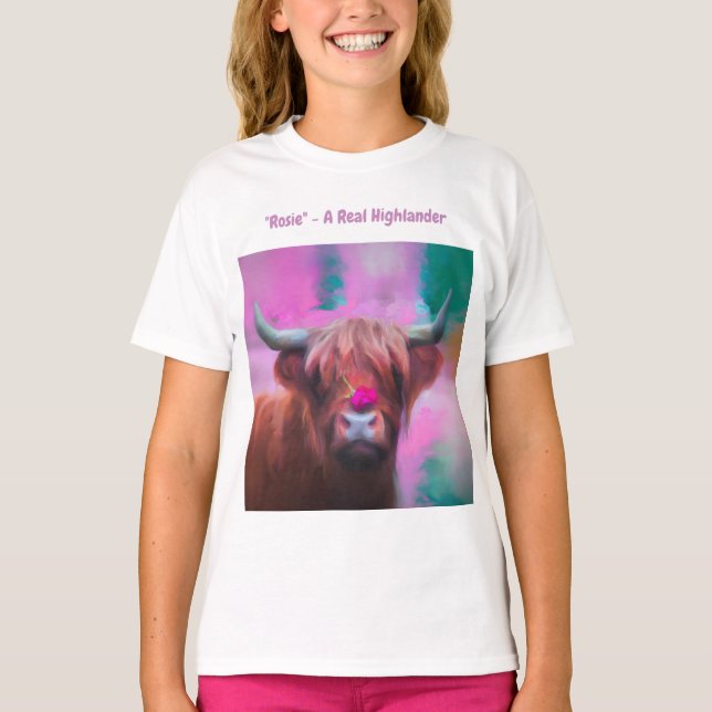 Camiseta "Rosie of the Highlands" – Highland Cow Portrait (Frente)