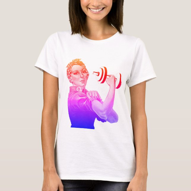 Camiseta Rosie the Power Lifter in Rainbow (Frente)