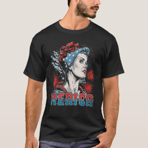 Camiseta Rosie The Riveter 4 de julho Dia das Mães nos EUA