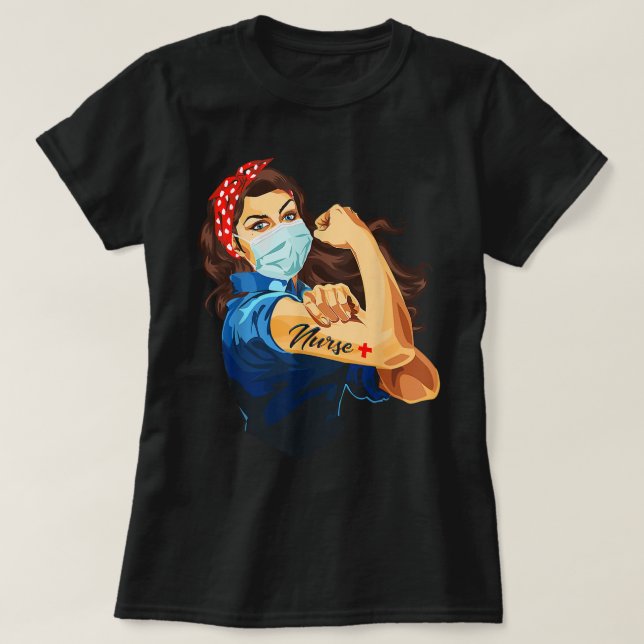 Camiseta Rosie The Riveter - T-Shirt Enfermeira Mulher (Frente do Design)