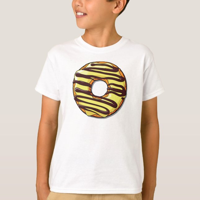 Camiseta Rosquinha amarela, avelã, chocolate, gelado, Glacé (Frente)