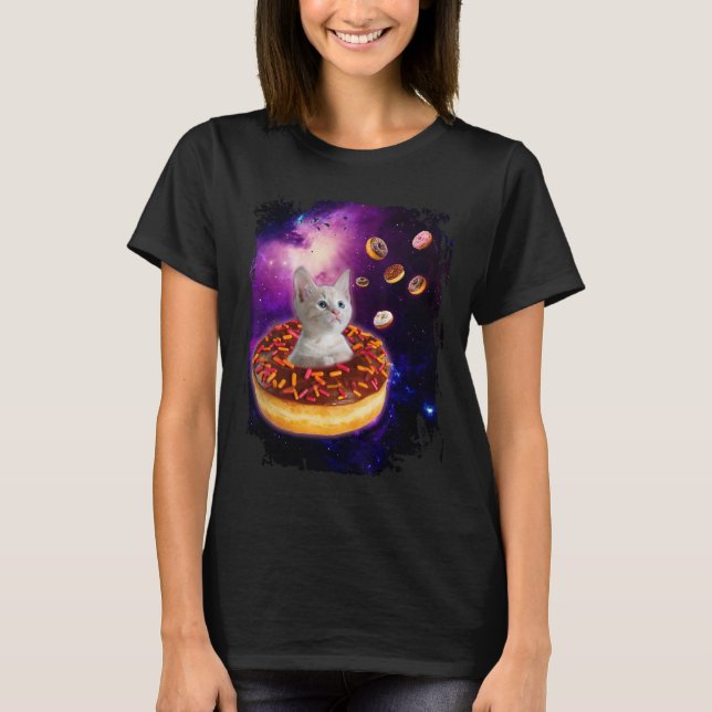 Camiseta Rosquinha De Gato Bestial No Espaço Menina - Gatin (Frente)