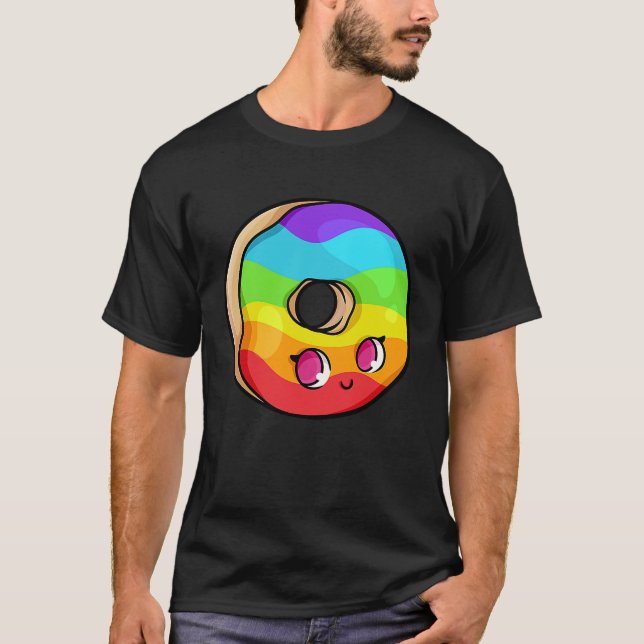 Camiseta Rosquinha de Orgulho Arco-íris Colorida Bonita (Frente)