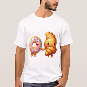 Camiseta Rosquinha e croissant Vinheta de Amizade Whimscó