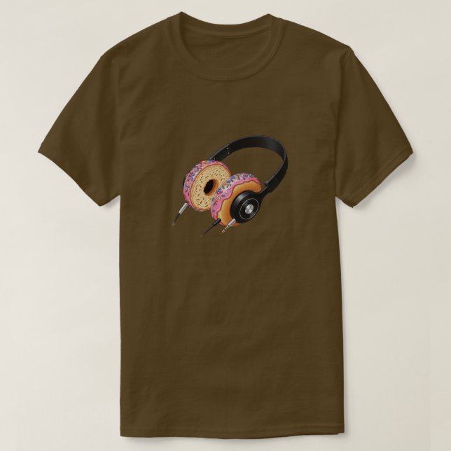 Camiseta Rosquinha Fones de ouvido T-Shirt | Engraçado Tee  (Frente do Design)