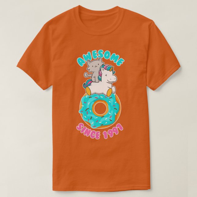 Camiseta Rosquinha Kitten Unicorn Incrível desde 1997 (Frente do Design)