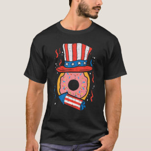 Camiseta Rosquinha Nos Flag Hat Firecracker 4 De Julho Comi