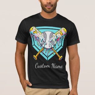 Camiseta Rosquinha Polvilhada com Gotejamento de Beisebol e