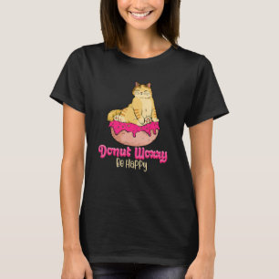 Camiseta Rosquinha Preocupada Seja Feliz Gato Gato Gato Par