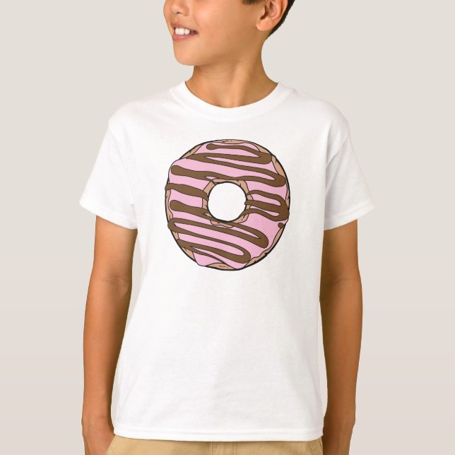 Camiseta Rosquinha Rosa, Castanho, Chocolate, Icagem, Glacé (Frente)