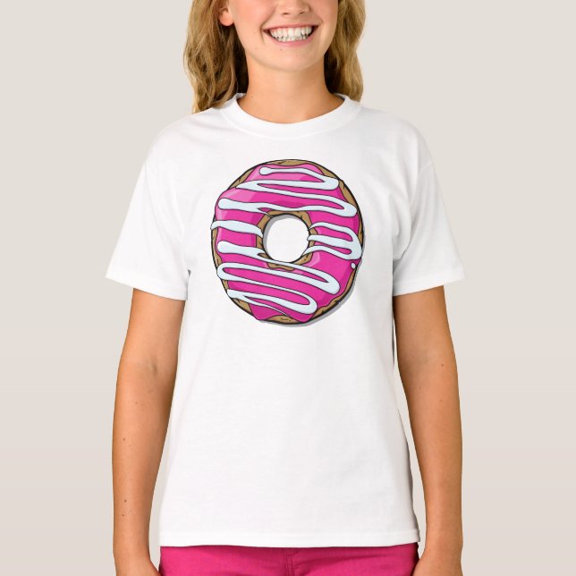 Camiseta Rosquinha rosa, donut, gelo, Glacé, vidro (Frente)