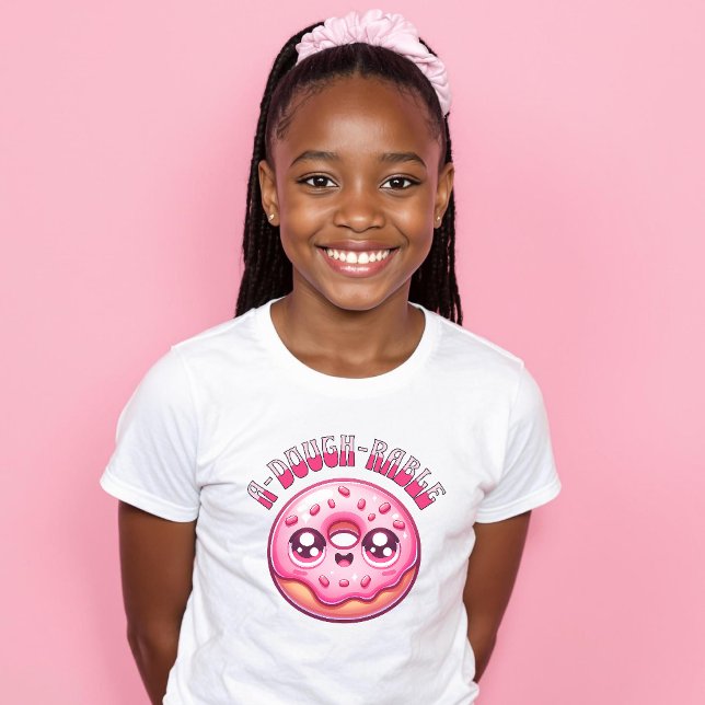 Camiseta Rosquinha Rosa Grátis Adorável Pia borrifar A-Doug (Cute Adorable Pink Donut Sprinkles A-Dough-Rable T-Shirt.)