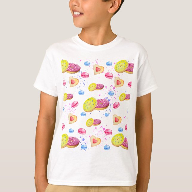 Camiseta Rosquinhas doces com padrão de vidros colorido (Frente)
