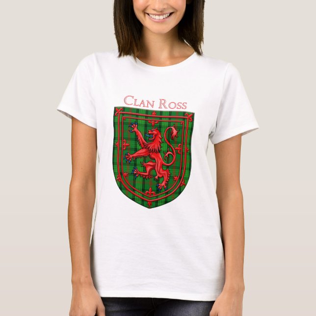 Camiseta Ross Tartan Scottish Xadrez Lion Rampant (Frente)