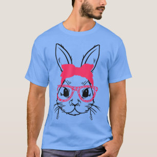 Camiseta Rosto Bonito Coelho Coelho Óculos Bandana Feliz Sa