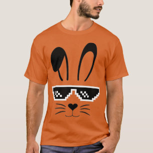 Camiseta Rosto Coelho Com Óculos De Sol Para Meninos Crianç
