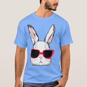 Camiseta Rosto Coelho Com Óculos De Sol Para Meninos Crianç