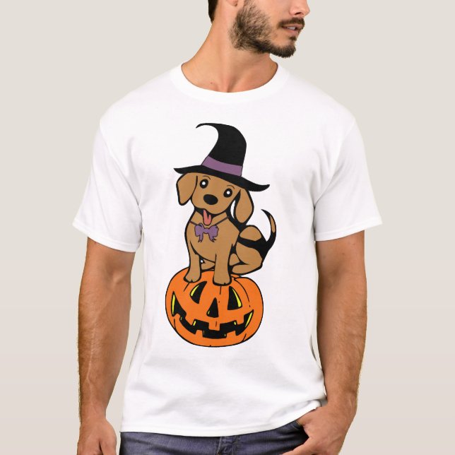 Camiseta rosto de abóbora de Halloween de cachorro (Frente)