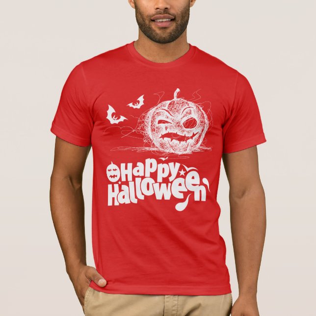 Camiseta Rosto De Abóbora De Halloween Para A Figurança De  (Frente)
