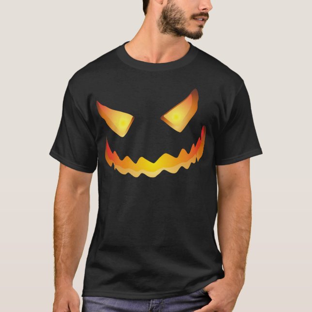 Camiseta Rosto de abóbora para o Halloween... (Frente)