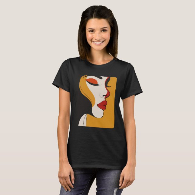 Camiseta rosto de abstrato mulher (Frente Completa)