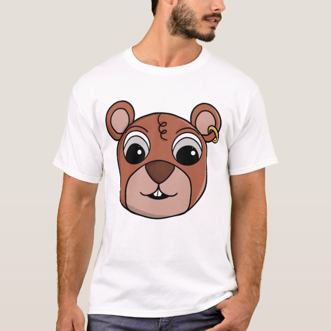 Camiseta Rosto de Animal Alegre e Malicioso (Frente)
