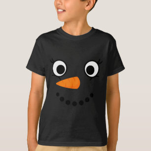 Camiseta Rosto de Boneco de Neve de Inverno Cílios de Natal